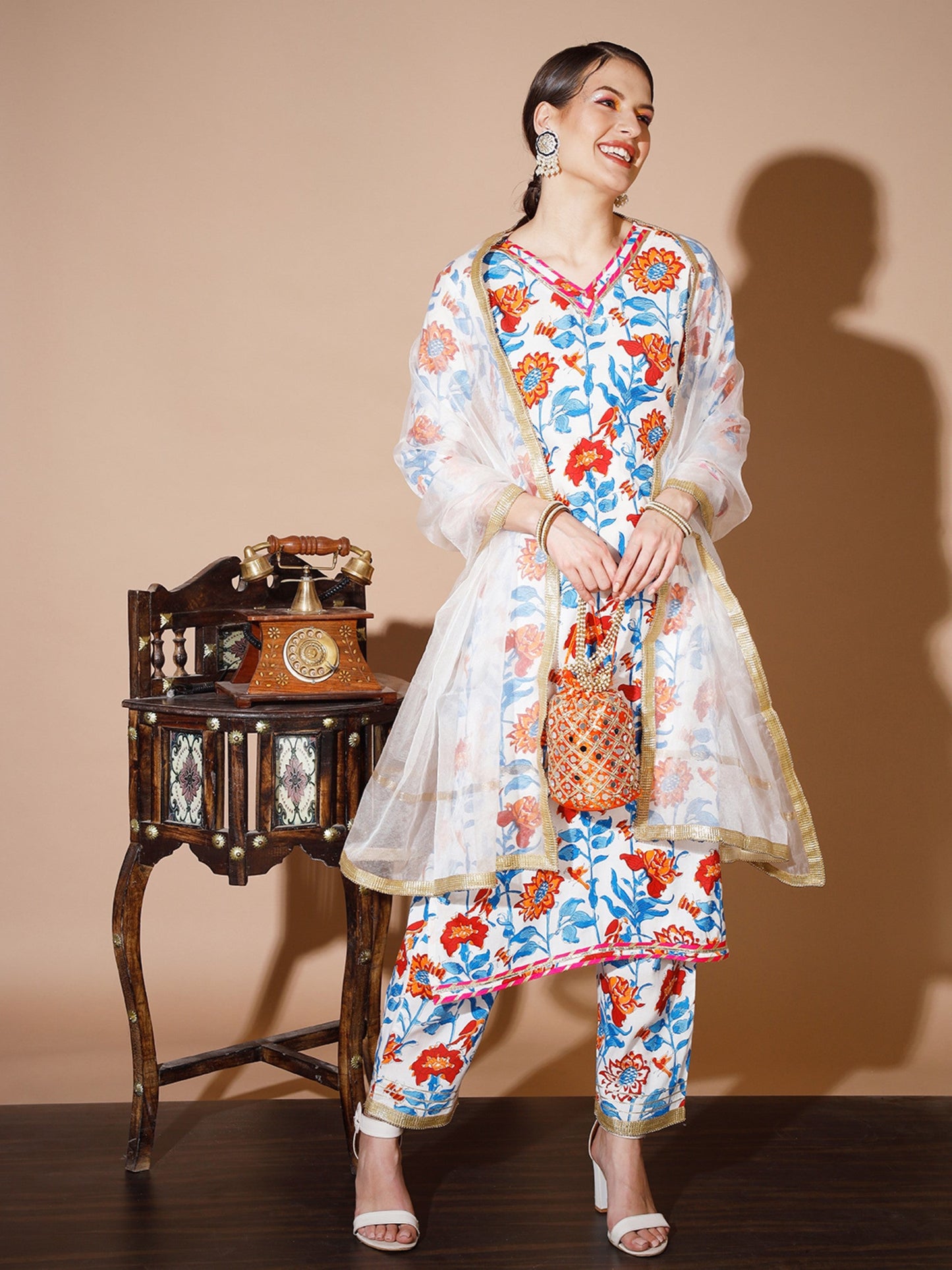 Women's Multi Solid Kurta & Trousers With Dupatta