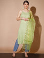 Women's Green Printed Kurta & Trousers With Dupatta