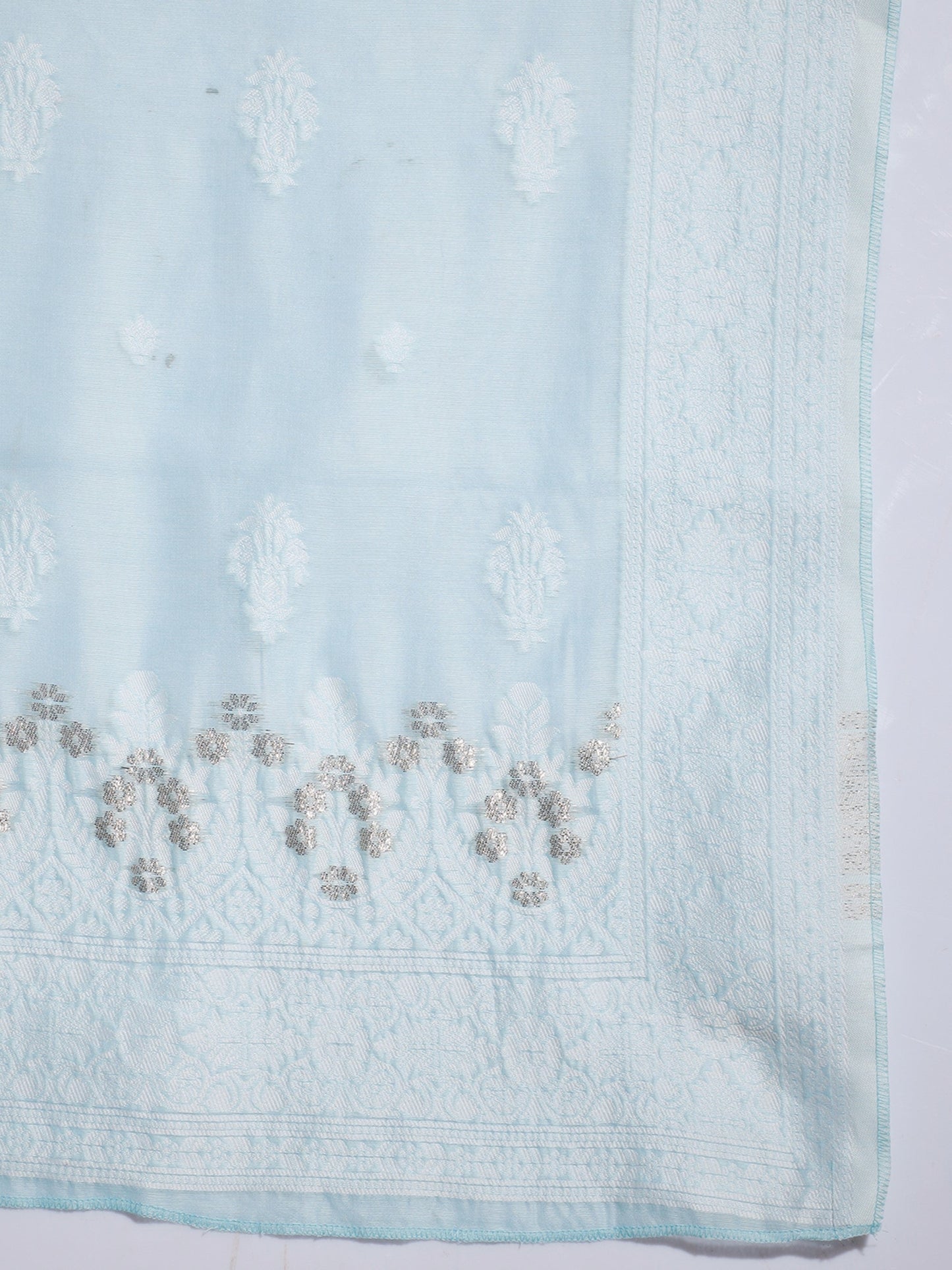 Women's Blue Printed Kurta & Palazzos With Dupatta