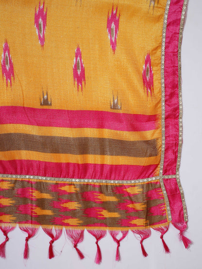 Women's Mustard Solid Kurta & Palazzos With Dupatta