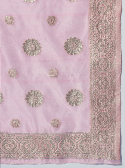 Women's Pink Printed Kurta & Trousers With Dupatta