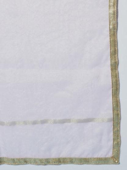 Women's Lavender Printed Kurta & Trousers With Dupatta