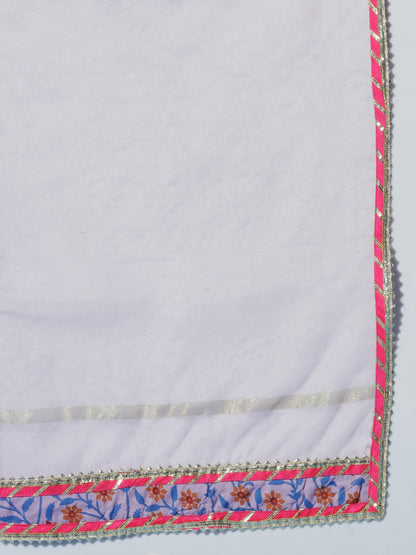 Women's Lavender Printed Kurta & Trousers With Dupatta