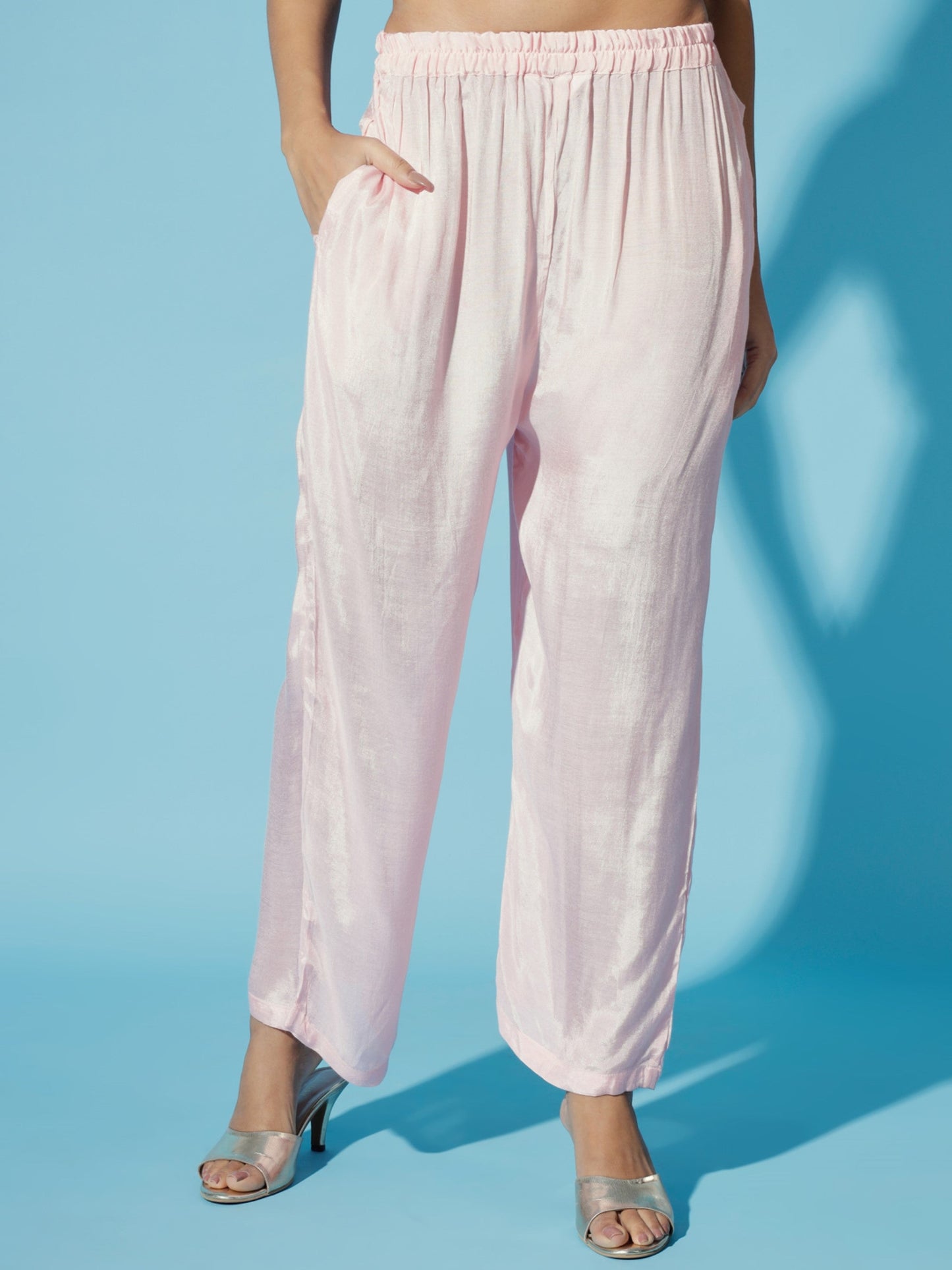 Women's Pink Embroidered Kurta & Trousers With Dupatta