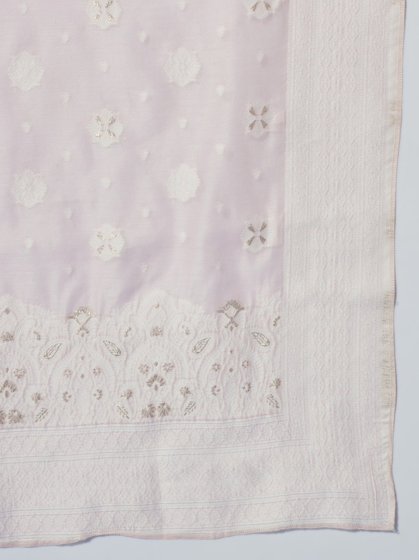 Women's Pink Embroidered Kurta & Trousers With Dupatta
