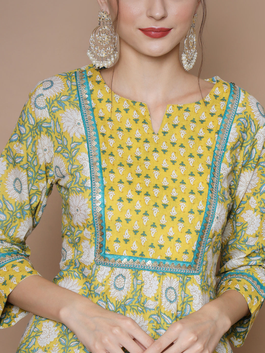 Women's Yellow A-Line Kurta & Salwar With Dupatta