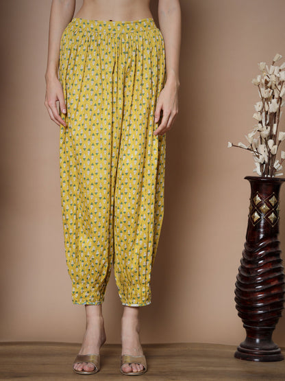 Women's Yellow A-Line Kurta & Salwar With Dupatta