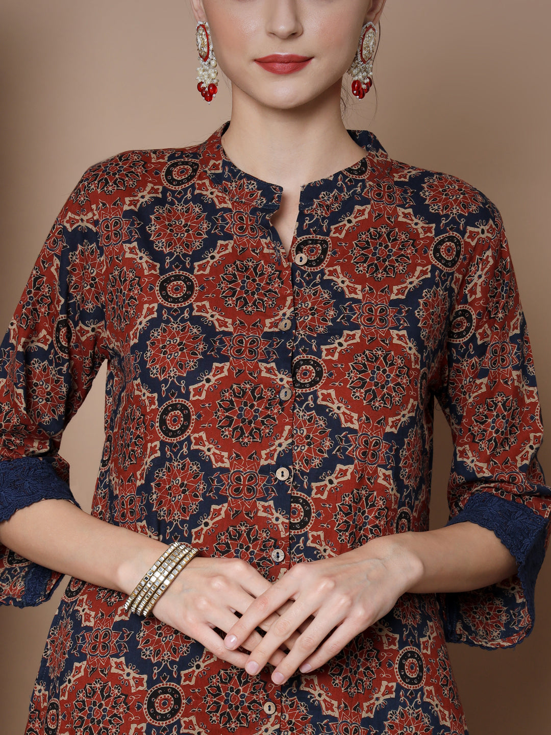 Women's Blue A-Line Kurta & Trousers With Dupatta