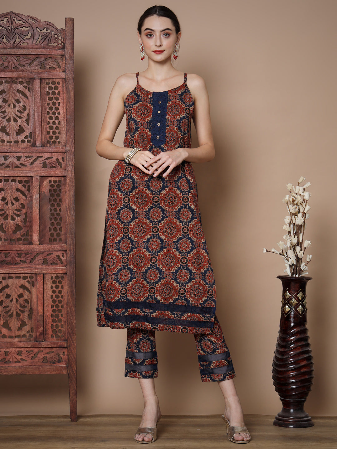 Women's Blue Straight Kurta & Trousers With Dupatta