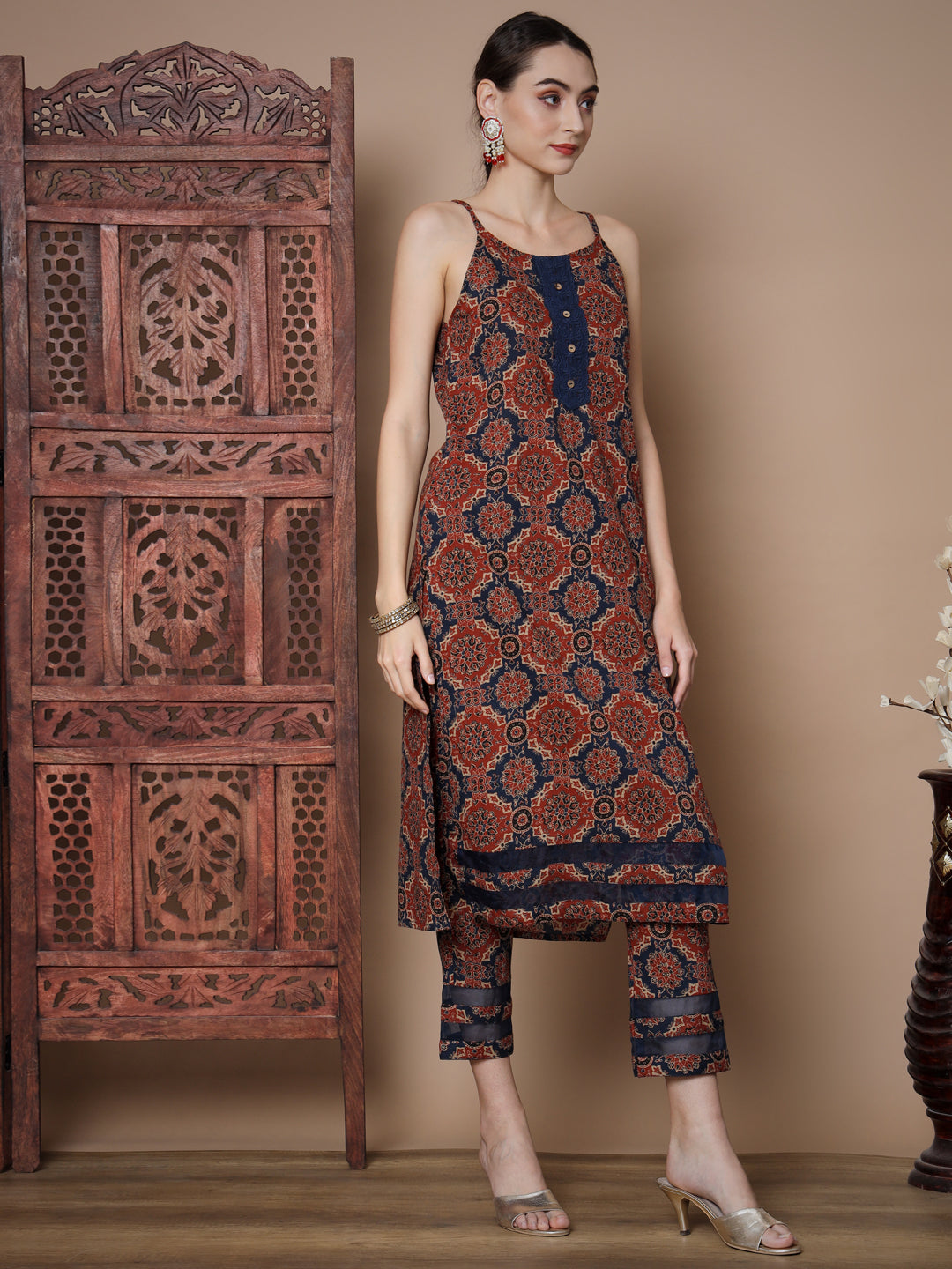Women's Blue Straight Kurta & Trousers With Dupatta