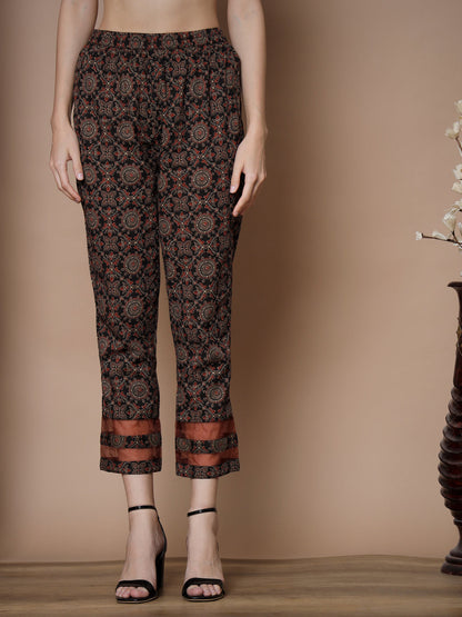 Women's Rust Straight Kurta & Trousers With Dupatta