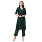 Women's Green Rayon Solid Half Sleeve Casual Kurta Palazzo