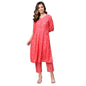 Women Pink Cotton Kurta Palazzo Set by Myshka (