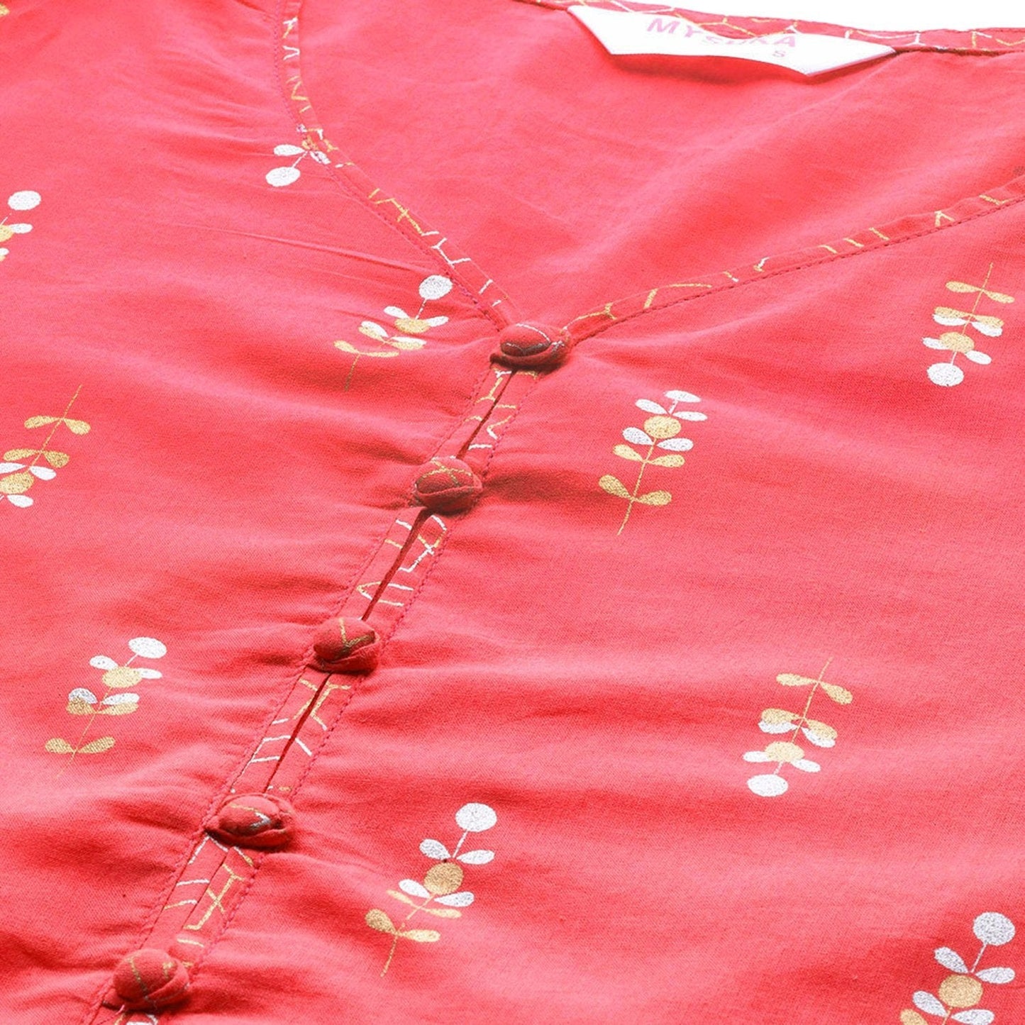 Women Pink Cotton Kurta Palazzo Set by Myshka (