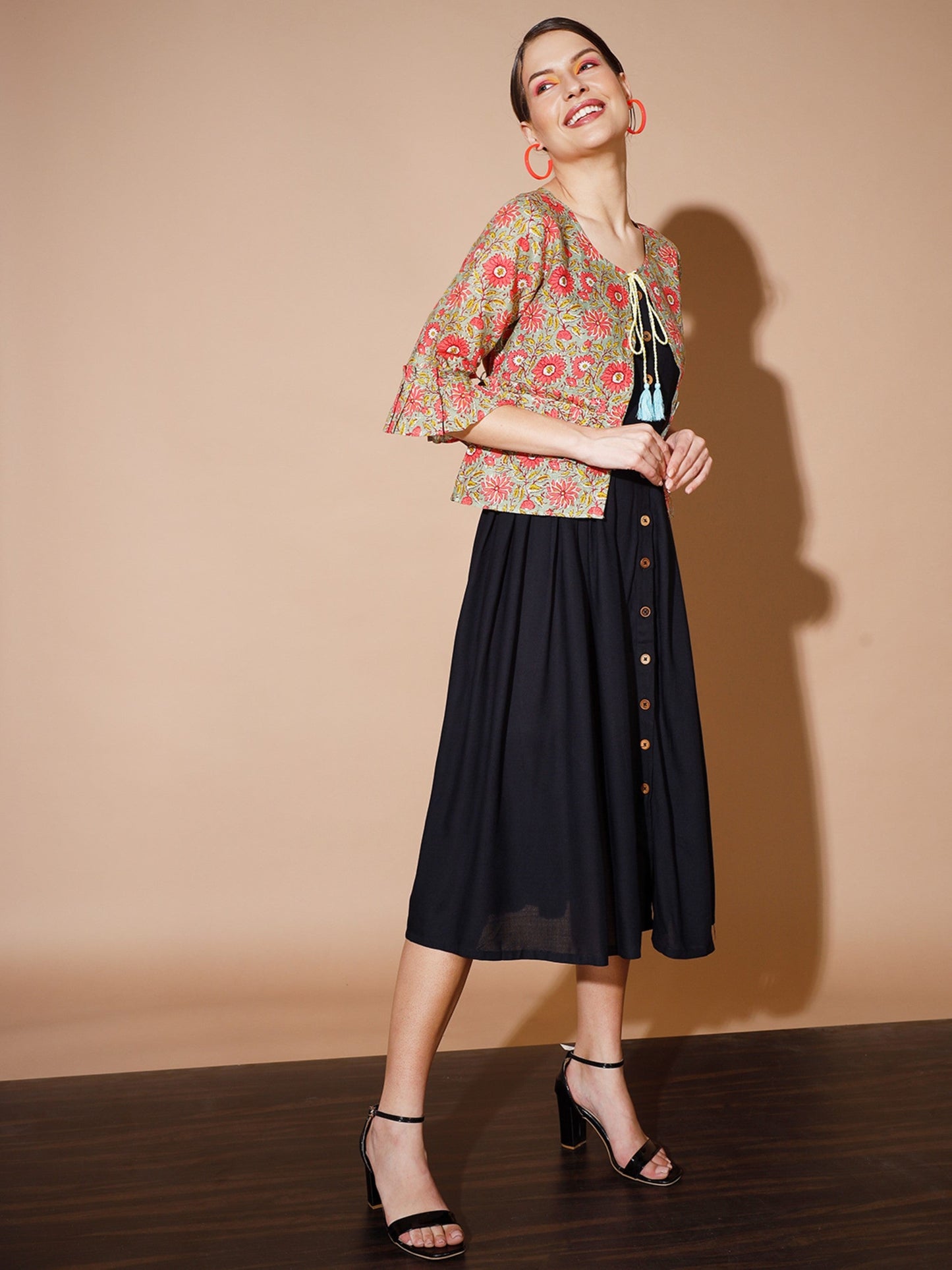 Women's Black Geometric Dresses