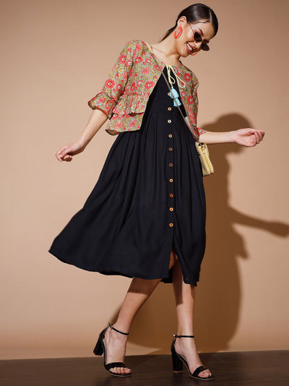 Women's Black Geometric Dresses