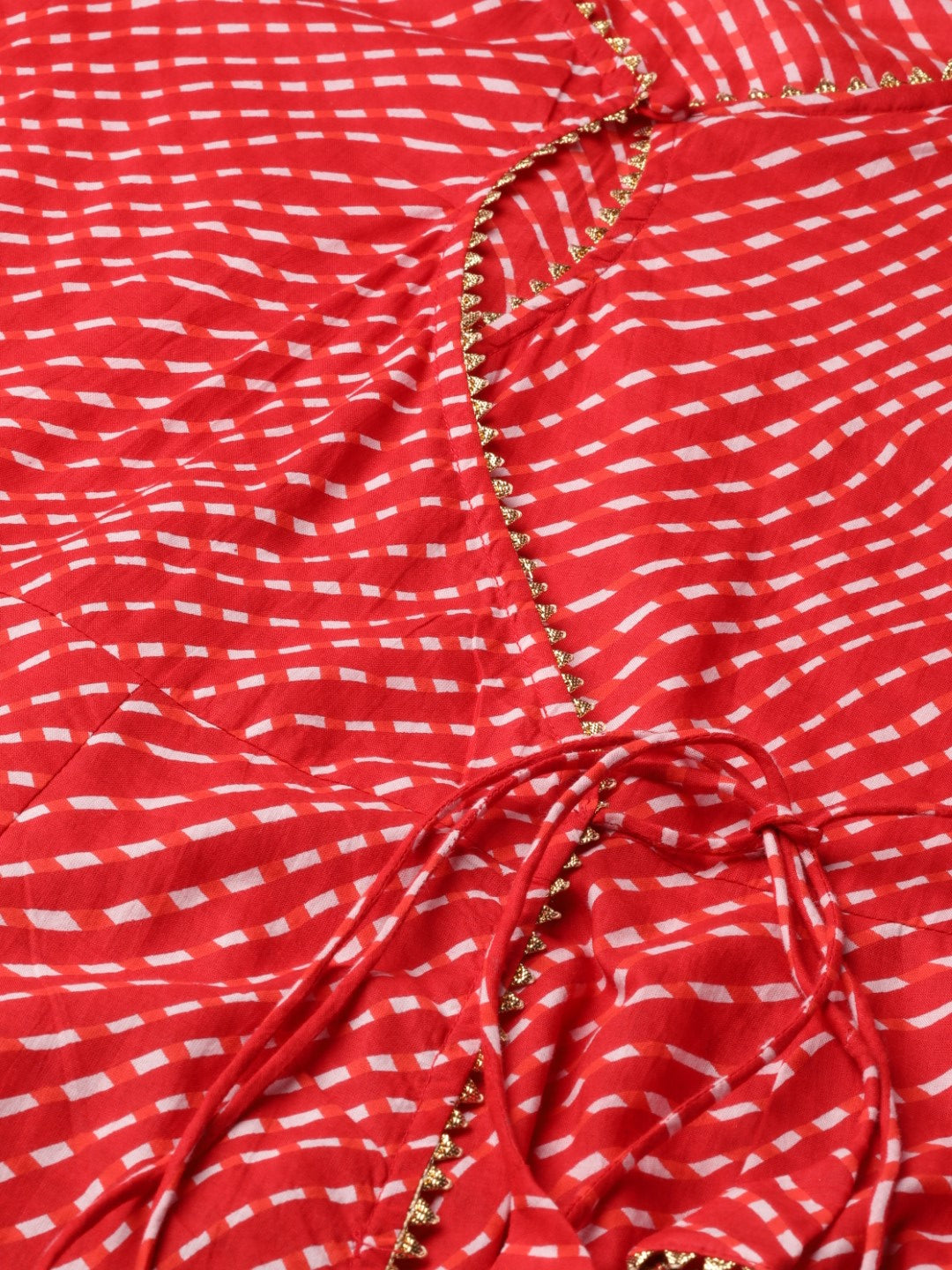 Women's Red And White Printed Kurta With Palazzos
