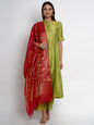Women's LimeÃ¢Â Green Solid Kurta With Trousers & Dupatta