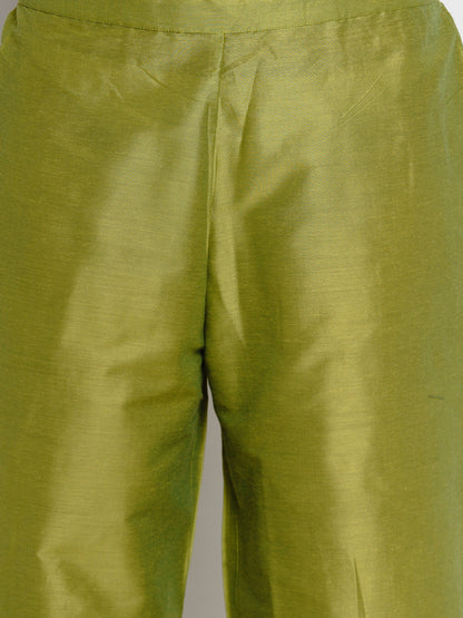 Women's LimeÃ¢Â Green Solid Kurta With Trousers & Dupatta
