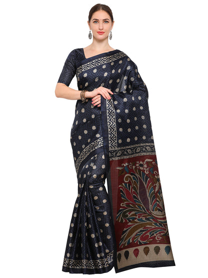 Women's Blue Chiffon Printed Saree