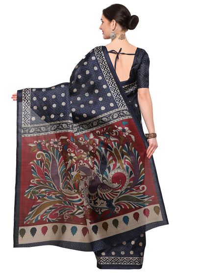 Women's Blue Chiffon Printed Saree