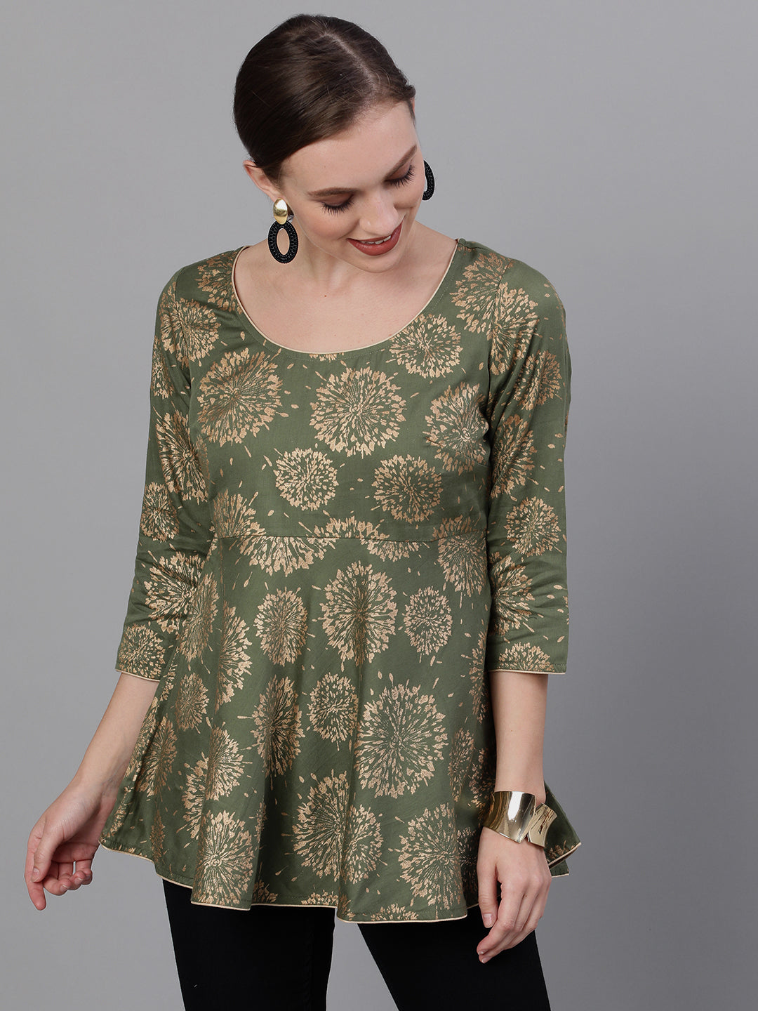 Women's Gold Printed Tunic
