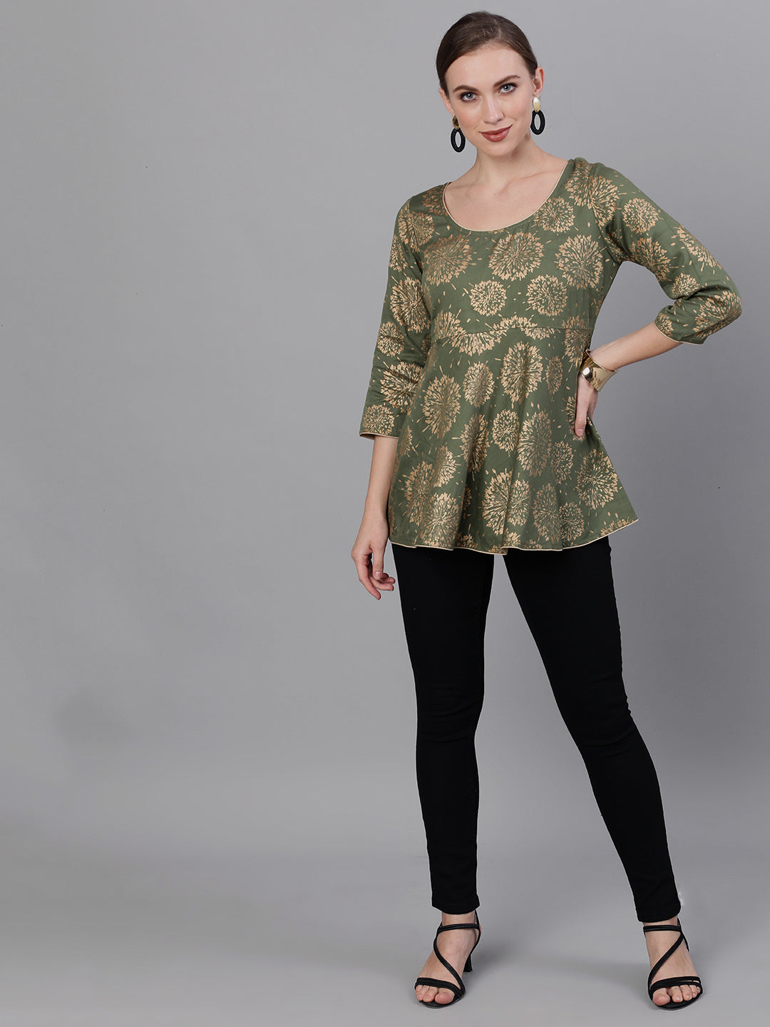 Women's Gold Printed Tunic