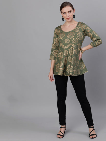 Women's Gold Printed Tunic