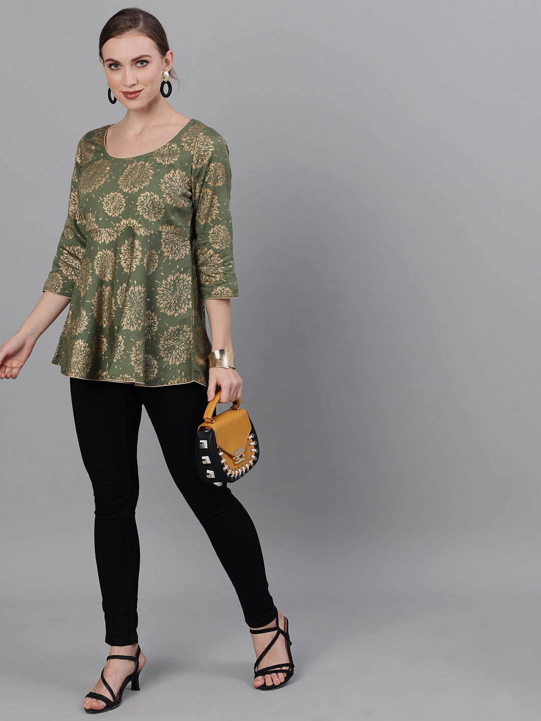 Women's Gold Printed Tunic