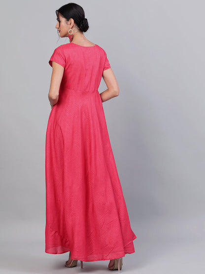Women's Pink Flared Maxi Dress