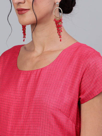 Women's Pink Flared Maxi Dress