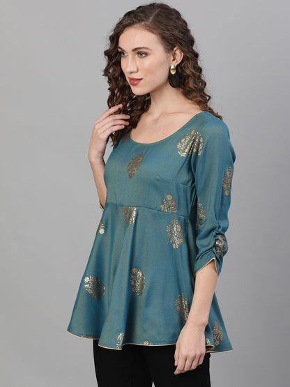 Women's Blue Printed Tunic