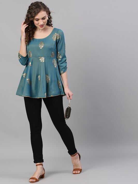 Women's Blue Printed Tunic