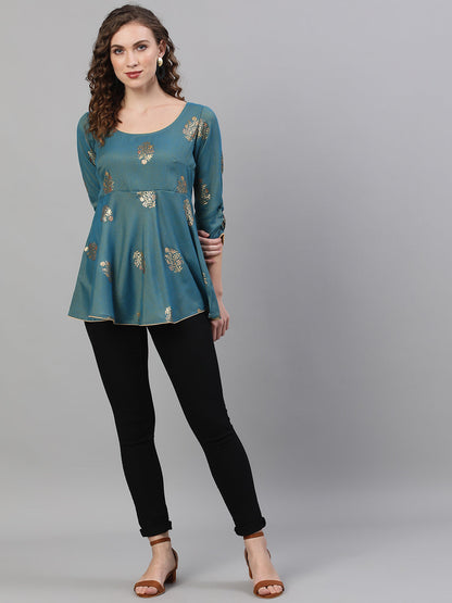 Women's Blue Printed Tunic