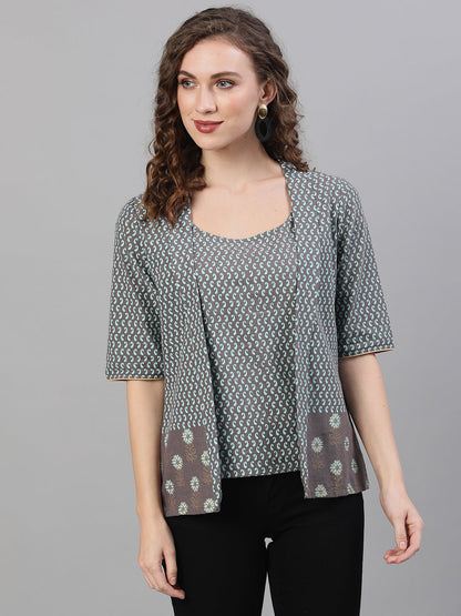 Women's Grey Printed Top