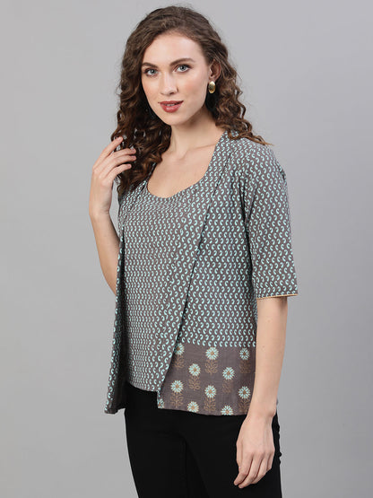 Women's Grey Printed Top