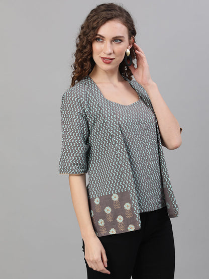 Women's Grey Printed Top