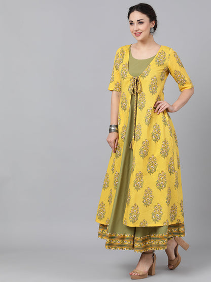Women's Yellow Floral Print Maxi Dress