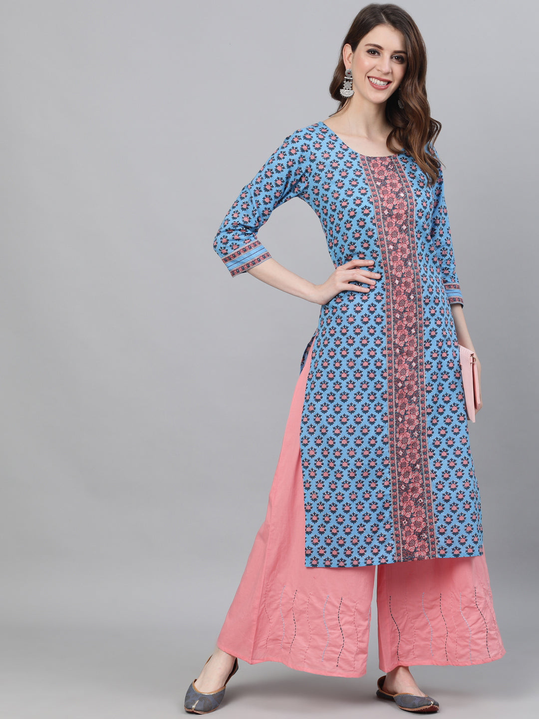 Women's Blue Printed Kurta