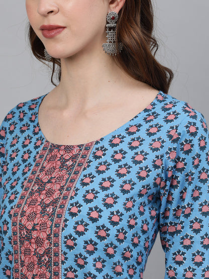 Women's Blue Printed Kurta