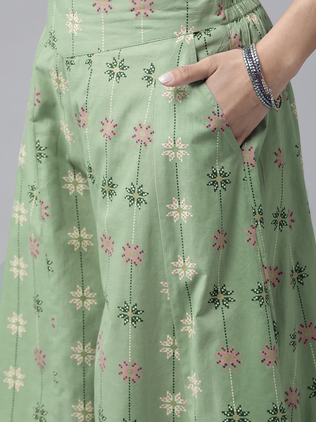 Women's Mexican Print Straight Kurta Palazzo Set