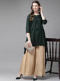 Buy_Women's_Jade_Green_Rayon_Slub_Solid_Asymmetric_Kurta_Online_Trendia