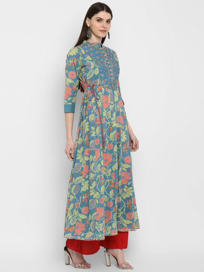 Women's Turquoise Blue Anarkali Kurta By Vbuyz (