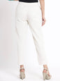 Women's Natural Cotton Flex Striped Straight Pant With Scrunchie