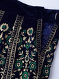Women's Navy Velvet Foil Print Kalidar Skirt