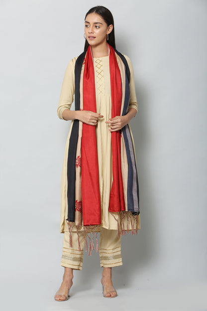 Women's Red Color Art Silk Digital Printed Dupatta