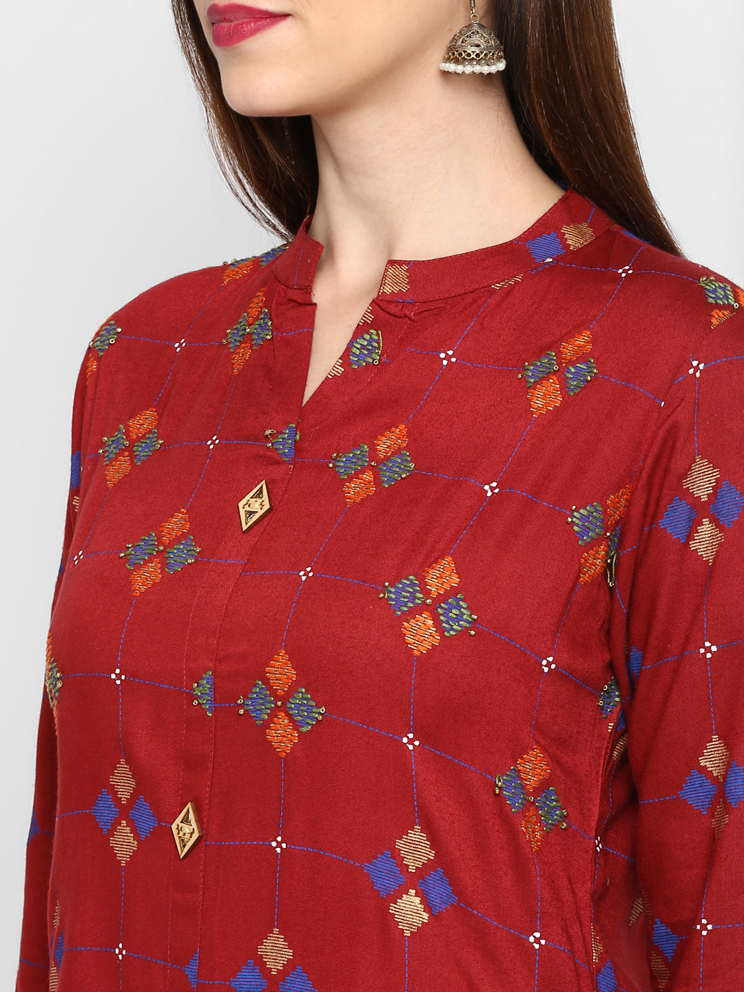 Women's Maroon Kurta By Vbuyz- (