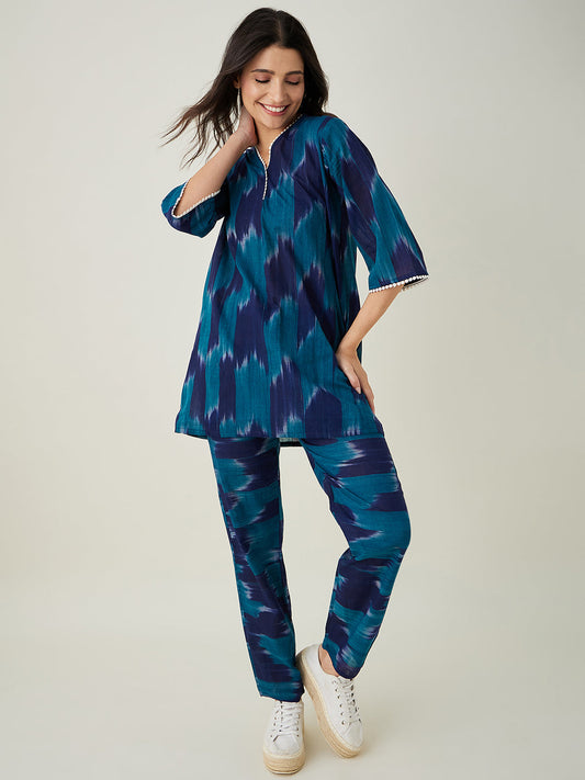 Women's Green Handloom ikat Coord set