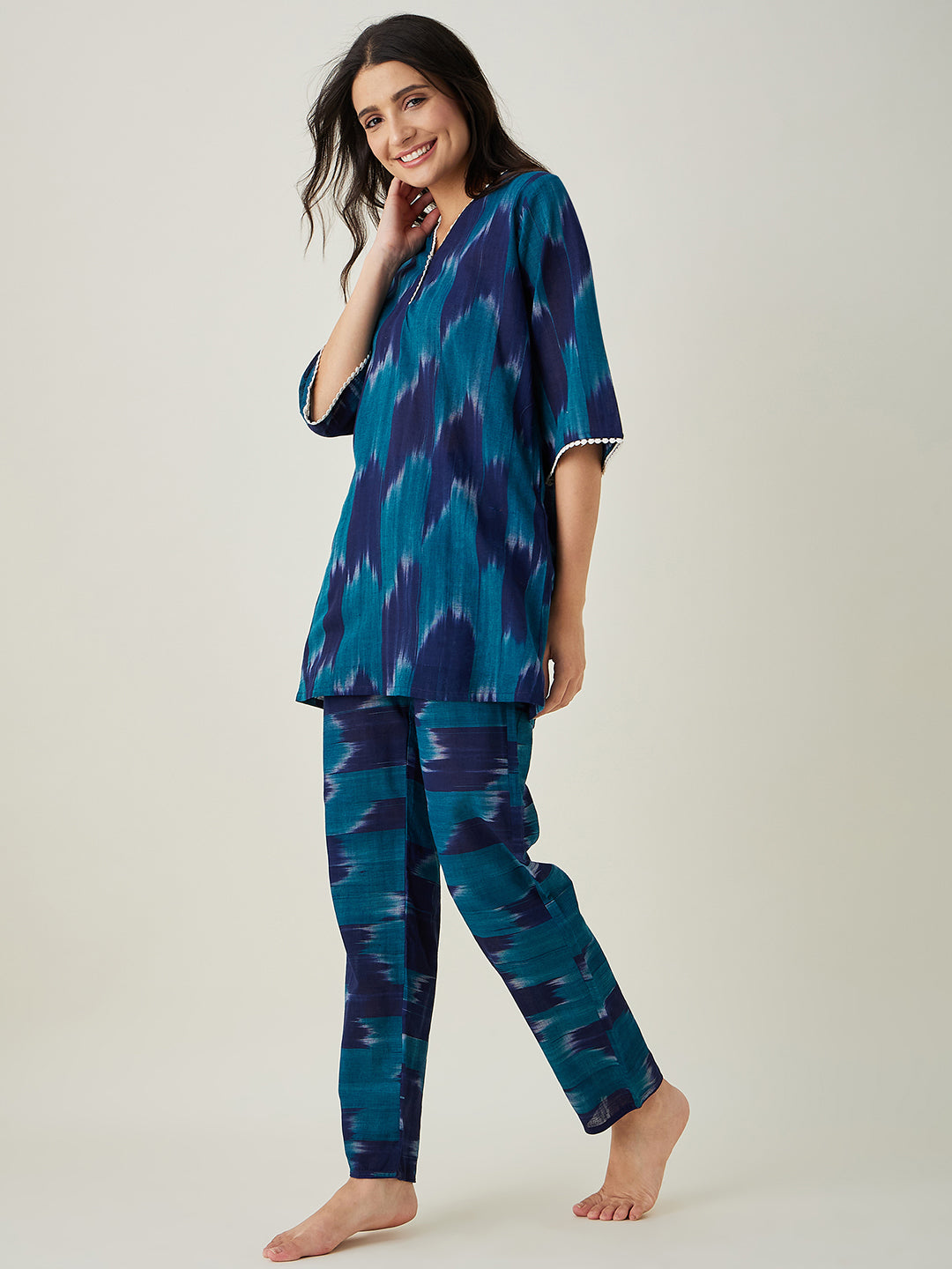 Women's Green Handloom ikat Coord set