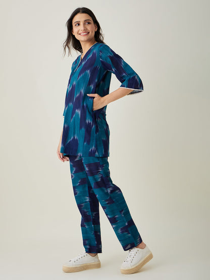 Women's Green Handloom ikat Coord set